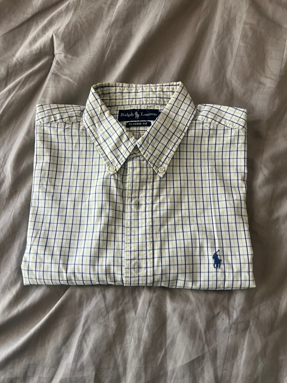 Ralph Lauren Yellow and Blue Windowpane Button-Down Shirt
